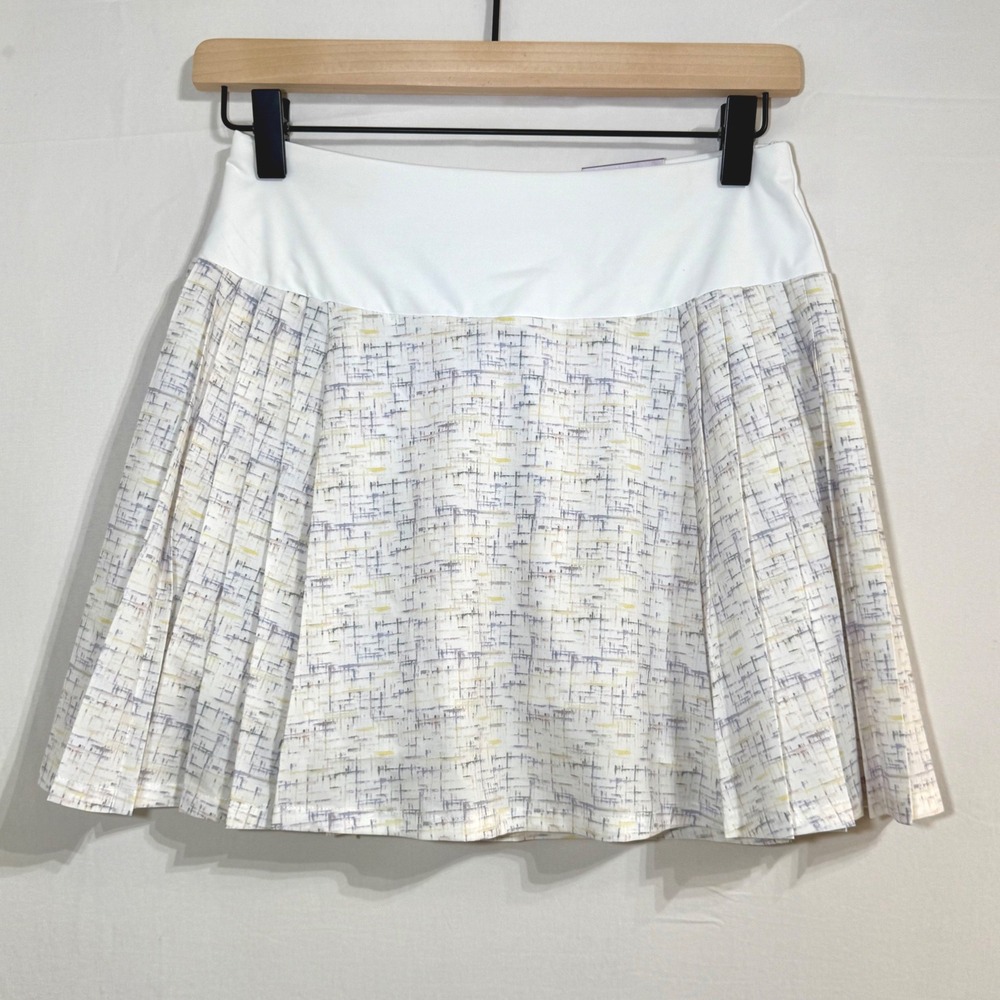 NWT Calia 14" Side Pleat Golf Skort Size S Cross Thatch Cool White UPF 50+